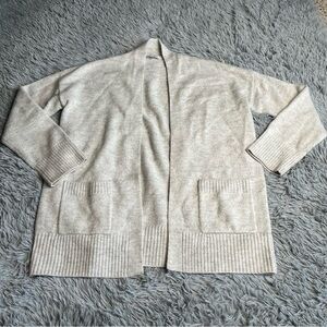 Olivia Warren Cardigan Sweater Womens Large Alpaca Blend Pockets Silver Heavy